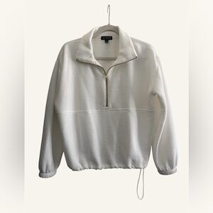 J. Crew White Textured Quarter-Zip Pullover